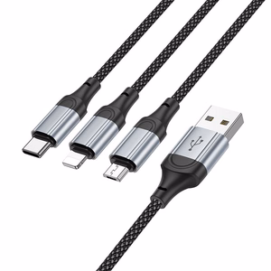 3in1 kaabel USB A Lightning / Micro USB / USB C Hoco 2,4A 1 m X102 must