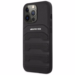 AMG AMHCP14XGSEBK Leather Debossed Lines ümbris seadmele iPhone 14 Pro Max 6.7", must