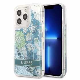 Guess GUHCP13XLFLSN iPhone 13 Pro Max 6.7" roheline/roheline kõvakaane Flower Liquid Glitter