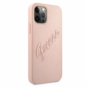 Guess GUHCP12LRSAVSRG iPhone 12 Pro Max 6.7" roosa/roosa kõvakott Saffiano Vintage Script