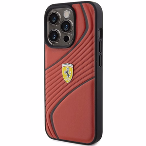 Ferrari Twist Metal Logo ümbris jaoks iPhone 15 Pro - punane