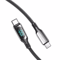Vention Cotton Braided USB 2.0 C Male to C Male 5A Cable With LED Display 1.2M must Zinc Alloy Type
