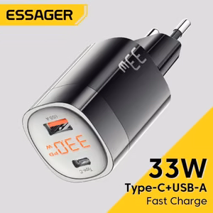 Laadija Essager GaN Ling must 33W (PD / QC3.0) LED ekraaniga