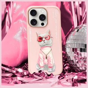 Nimmy Glasses Cool Cat Ümbris jaoks iPhone 16 Pro Max - Roosa