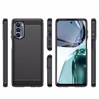 Carbon Ümbris jaoks Motorola Moto G62 5G flexible silicone carbon cover must