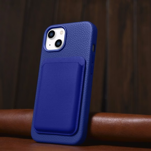iCarer Litchi Premium nahkkott iPhone 14 Magnetic Leather Case MagSafe tumesinine (WMI14220709-DB)
