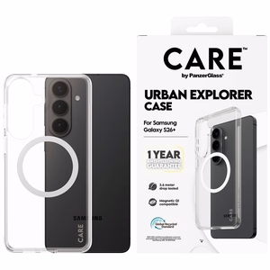 CARE by PanzerGlass Urban Explorer läbipaistev ümbris w. valge Qi Samsung Galaxy S26+ - läbipaistev