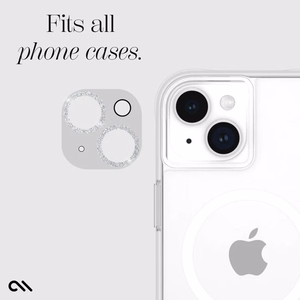 Case-Mate Sparkle Lens Protector kaameraobjektiivide kaitseklaas seadmele iPhone 15 / 15 Plus, Twinkle mustriga