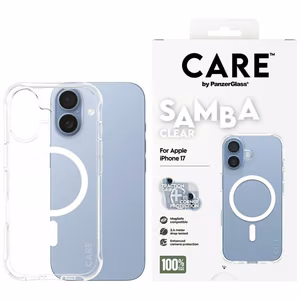 CARE by PanzerGlass Fashionable Samba Ümbris w. Valge MagSafe jaoks iPhone 17 - Läbipaistev