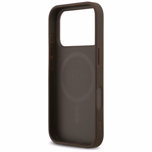 Guess Leather 4G Triangle Strass MagSafe ümbris iPhone 18 Pro / 17 Pro – pruun