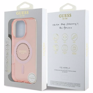 Guess IML Rhinestones MagSafe iPhone 16 Pro Ümbris - roosa