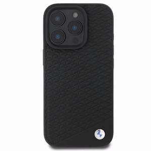 BMW Signature Leather Diamond Metal Logo MagSafe Ümbris jaoks iPhone 16 Pro Max - must