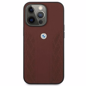 BMW Leather Curve perforeeritud ümbris iPhone 13 Pro / iPhone 13 jaoks - punane