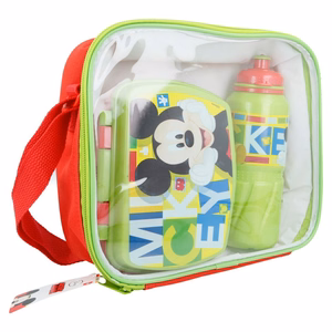 Mickey Mouse hommiku- ja lõunasöögikarbi komplekt 530 ml joogipudeli ja kotiga