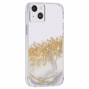 Case-Mate Karat Marble valge marmormustriga ümbris kuldfooliumdetailidega iPhone 14 Plusile