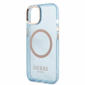 Guess Gold Outline Translucent MagSafe чехол для iPhone 13 - синий