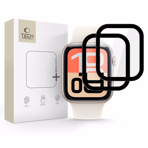 Защитное стекло Tech-Protect Glass Flex+ 2 шт. для Apple Watch 40mm - чёрное