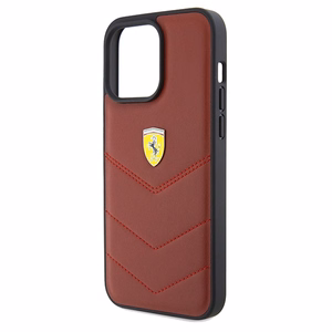 Ferrari Leather Stitched Lines ümbris jaoks iPhone 15 Pro Max - punane