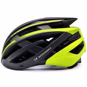 Wozinsky MTB jalgrattakiiver eemaldatava visiiri ja tagumise USB tulega L - must ja kollane