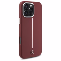 Mercedes Silicone valge Stripe MagSafe Ümbris jaoks iPhone 16 Pro Max - punane