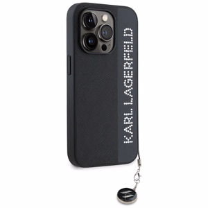 Karl Lagerfeld Saffiano Rhinestones & Charm ümbris jaoks iPhone 15 Pro - must
