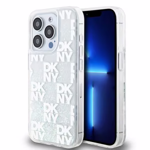 DKNY Liquid Glitter Multilogo ümbris jaoks iPhone 15 Pro - valge