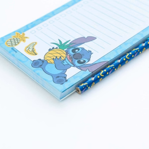 Disney Stitch Tropical magnetiga ostunimekirja märkmik külmkapile koos pliiatsiga, 10 × 21 cm