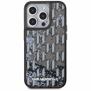 Karl Lagerfeld Liquide Glitter Monogram Gradient iPhone 15 Pro Ümbris - Must