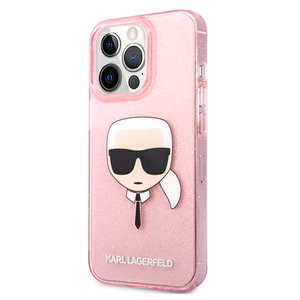 Karl Lagerfeld Glitter Karl's Head чехол для iPhone 13 Pro Max - розовый