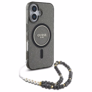 Guess IML Glitter With Pearl Strap MagSafe ümbris jaoks iPhone 16 - must