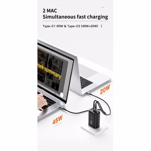 Laadija Essager GaN Shining must 65W (QC3.0 / 2xPD65W)