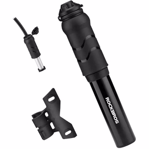 Rockbros 810PCS-HP mini käsipump jalgrattale Presta ja Schrader voolikuga, must