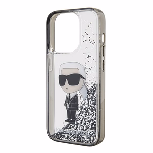 Karl Lagerfeld Liquid Glitter Ikonik ümbris jaoks iPhone 15 Pro - läbipaistev