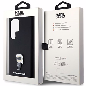 Karl Lagerfeld Silicone Ikonik Metal Pin ümbris jaoks Samsung Galaxy S23 Ultra - must