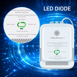 Qoltec 52651 maagaasi lekkeandurit | CH4 detektor | NG | Tuya | Wi-Fi | 85dB alarm | LED