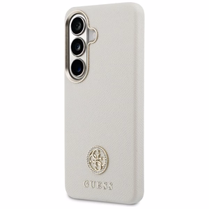 Guess ümbris Rhinestone Round Logo MagSafe Samsung Galaxy S26 beež