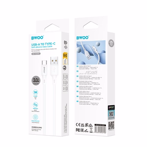 BWOO 3A silikoon kaabel X329C USB - USB-C 1m valge