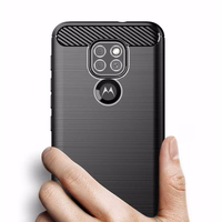 CARBON ümbris jaoks MOTOROLA Moto G9 PLAY / E7 PLUS must