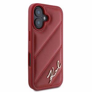 Karl Lagerfeld Diagonal Quilted Script iPhone 16 Ümbris - punane