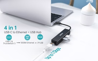 CHOETECH adapter USB Type-C kuni 1x RJ-45, 3x USB Type-A