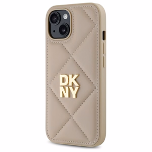 DKNY Quilted Stack Logo iPhone 15 Ümbris - Beige