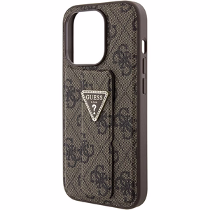 Guess Grip Stand 4G Triangle Strass ümbris jaoks iPhone 15 Pro - brown