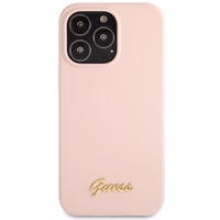Guess GUHCP13XLSLMGLP iPhone 13 Pro Max 6.7" light roosa/light roosa hardcase Silicone Script kuldne Logo