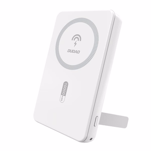 Dudao K14S+ 10000 mAh 22,5 W magnetiline akupank USB-A + USB-C, MagSafe'iga ühilduv, alusega, valge