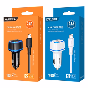 KAKU автомобильное зарядное устройство KSC-528 Shengyu - 2xUSB - 2,8A с кабелем USB на Micro USB белое