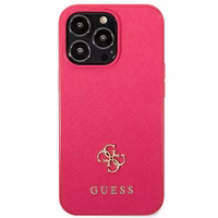 Guess Saffiano 4G Small Metal Logo ümbris jaoks iPhone 13 Pro / 13 - roosa