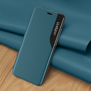Eco Leather View Case elegantne raamaturiiuli tüüpi ümbris koos jalutusalusega iPhone 13 Pro jaoks must