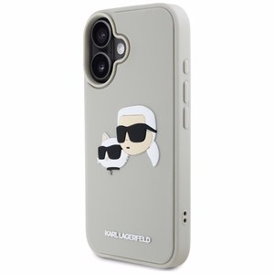 Karl Lagerfeld HC 3D Rubber Double Heads iPhone 16 Ümbris - Beige