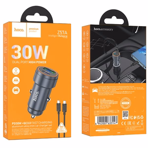 Car Laadija Hoco Z57A 30W USB-C/USB-A + USB-C to USB-C Kaabel 1.0m hall