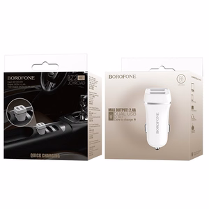 Borofone BZ2 Joyroad autolaadija 2 USB-A pordiga, 12 W, valge